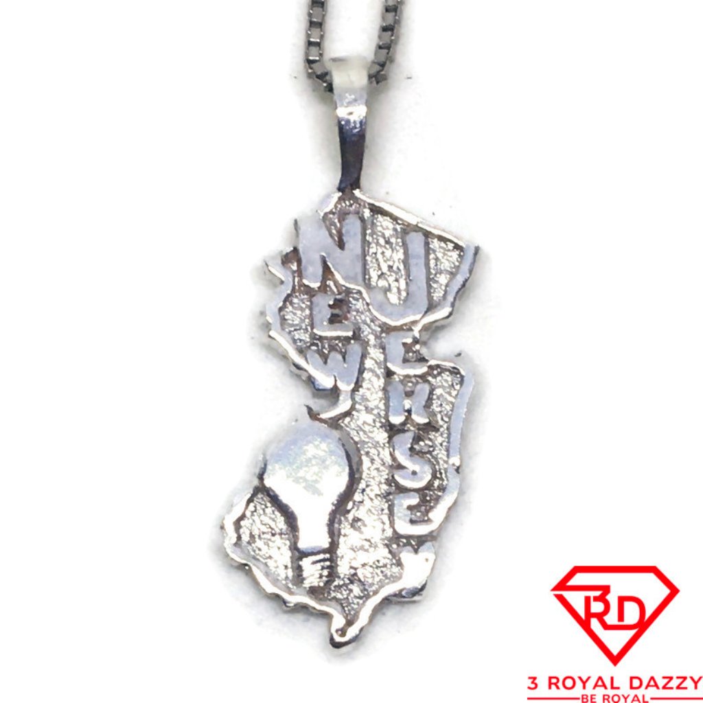 New Jersey State Charm Pendant 925 Sterling Silver